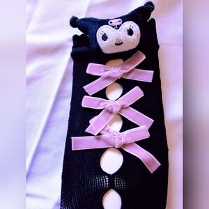 Hello Kitty Black and Pink Satin Bow Socks